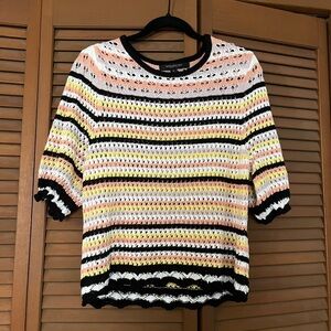 Andrew Marc Multicolor Striped Crew Neck Sweater
